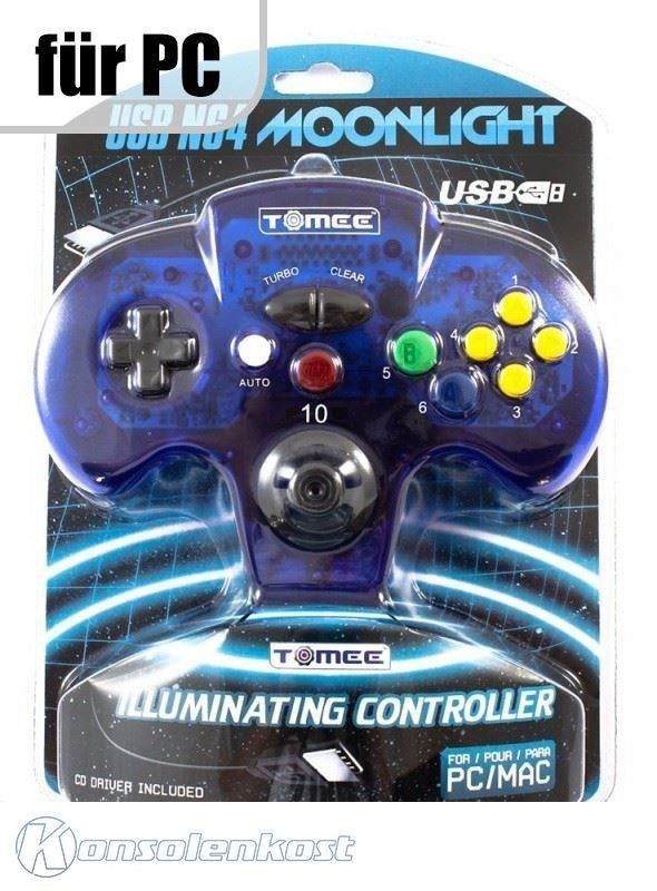 N64 USB Moonlight Controller / Pad blau-transparent [Tomee]