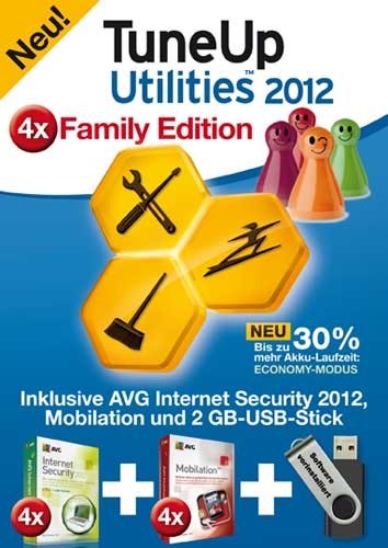 TuneUp Utilities 2012 Family Edition 4x + 2GB Stick + AVG Internet Sec.
