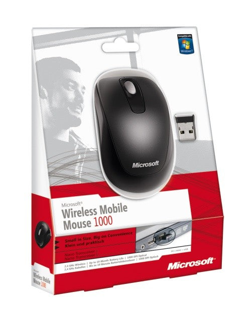 Wireless Mobile Mouse 1000 optische Maus schnurlos schwarz [Microsoft]