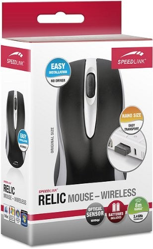 Wireless USB PC Mouse / 1600dpi schwarz [Relic]