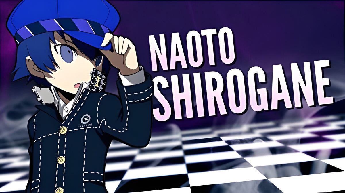 Naoto Shirogane aus Persona Q: Shadow of the Labyrinth mit blauem Hut und dunkler Uniform.