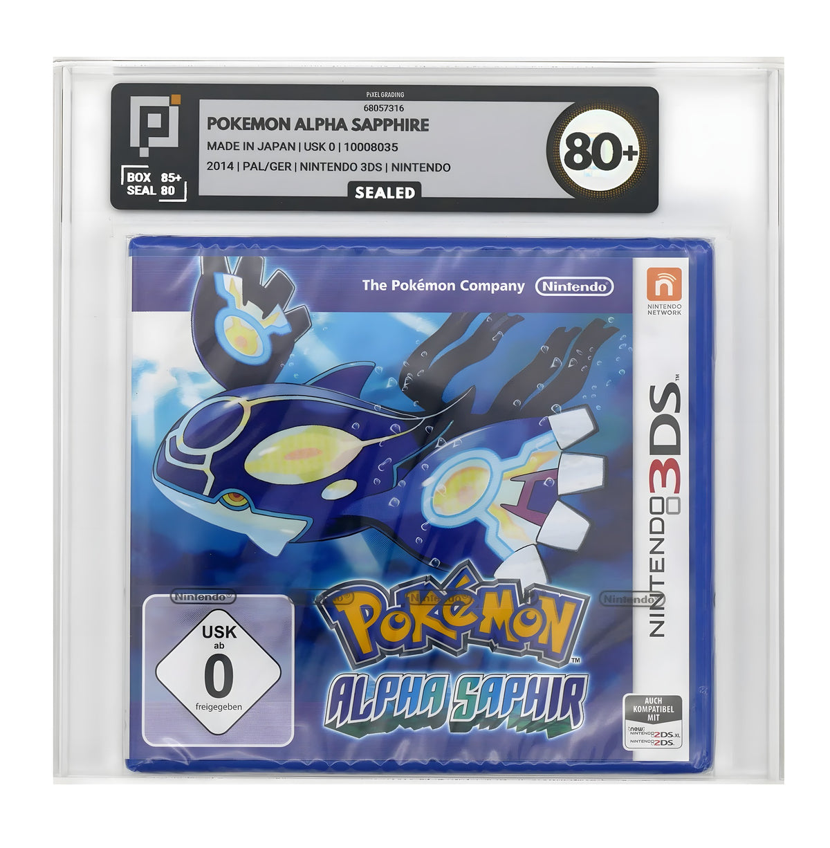 Das Cover von Pokemon: Alpha Saphir / Alpha Sapphire Pixel Grading SEALED 80+ für Nintendo 3DS