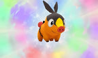 Floink schwebt vor einem farbigen Regenbogenhintergrund in Pokémon Mystery Dungeon: Portale in die Unendlichkeit.