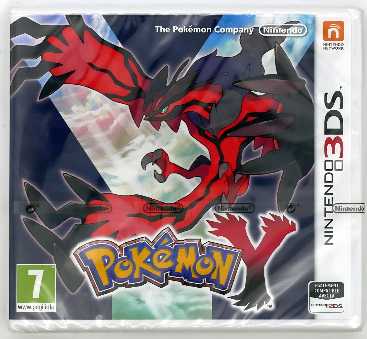 Das Cover von Pokemon Y Pixel Grading SEALED 85 für Nintendo 3DS zeigt das legendäre Pokémon Yveltal und das PEGI 7-Siegel.