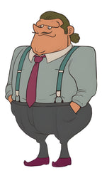 Professor Layton and the Miracle Mask / Mascara de los Prodigios zeigt einen korpulenten Mann mit Schnurrbart.