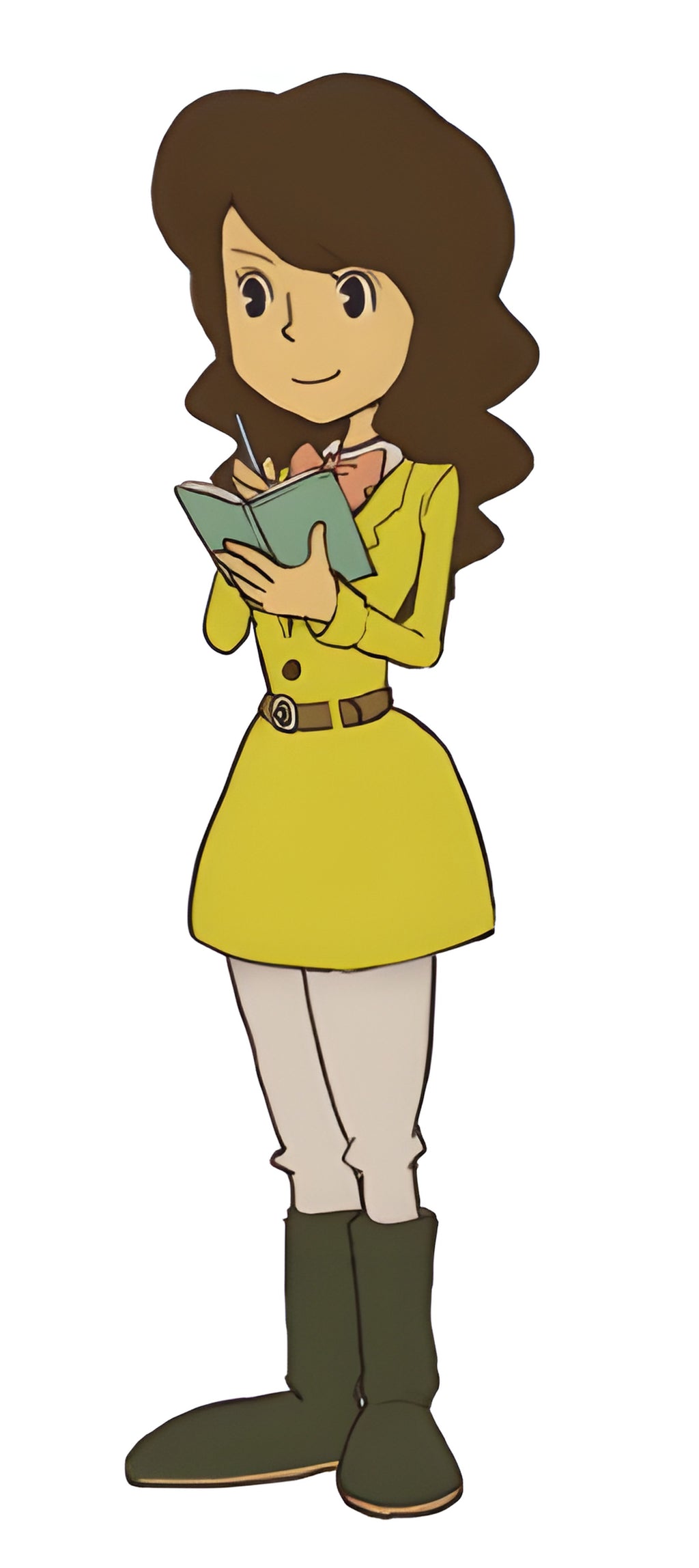 Professor Layton and the Miracle Mask / Mascara de los Prodigios zeigt eine Frau mit Notizbuch.