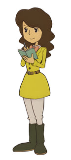 Professor Layton and the Miracle Mask / Mascara de los Prodigios zeigt eine Frau mit Notizbuch.