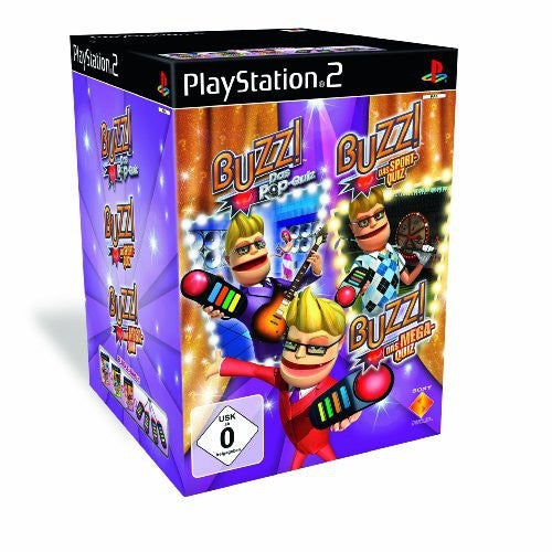 BUZZ! Pack: Pop Quiz + Sports Quiz + Mega Quiz + Buzzer
