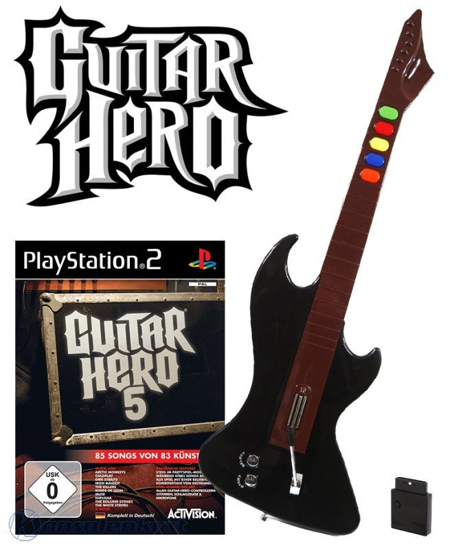 Guitar Hero 5 + Wireless Gitarre schwarz-braun