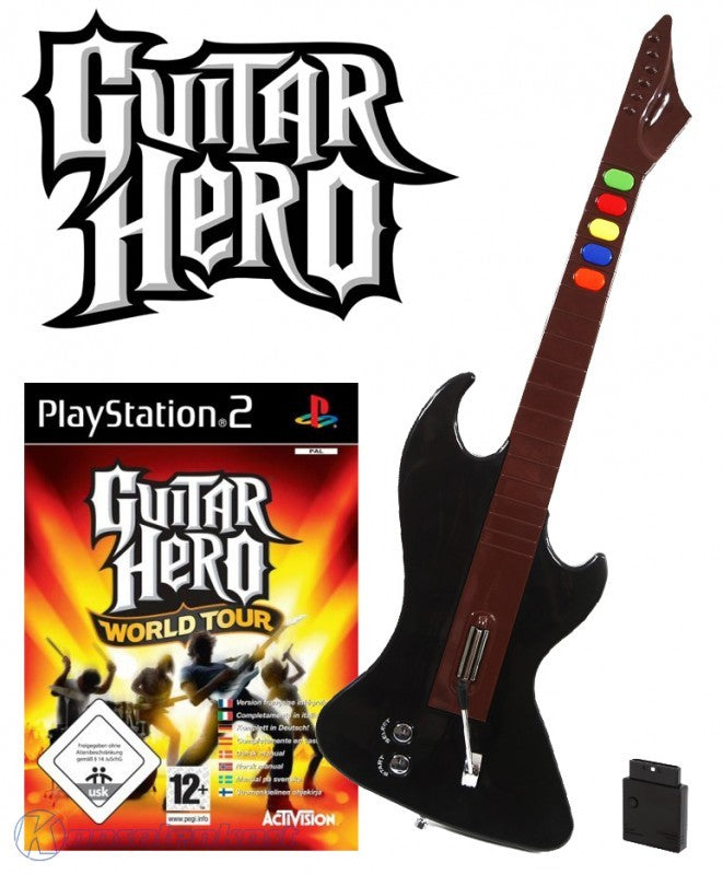 Guitar Hero: World Tour + Wireless Gitarre schwarz-braun