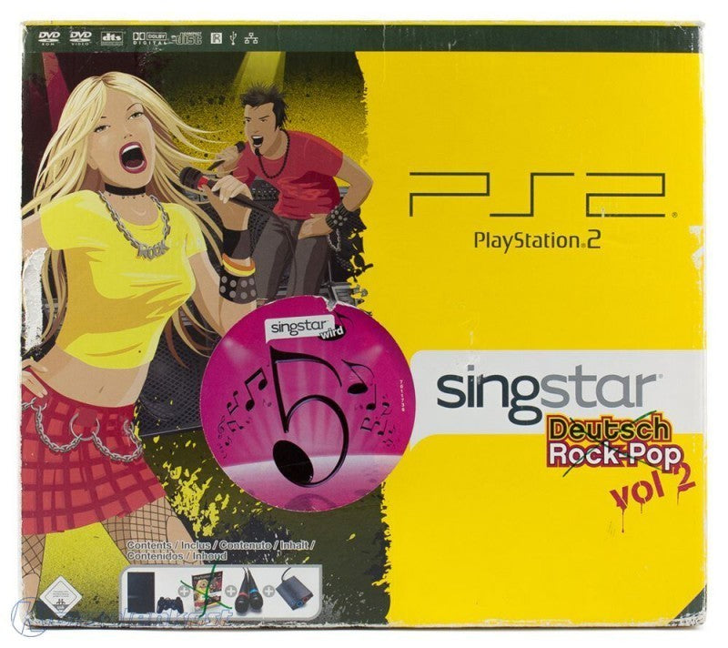 Konsole Slim 1G SCPH-7500x + Original Controller + Zubehör SingStar Rock-Pop Vol. 2 Bundle