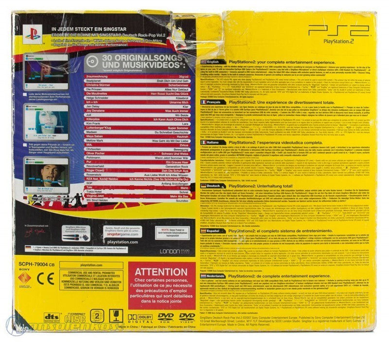 Konsole Slim 1G SCPH-7500x SingStar Rock-Pop Vol. 2 Bundle + Original Controller + Zubehör