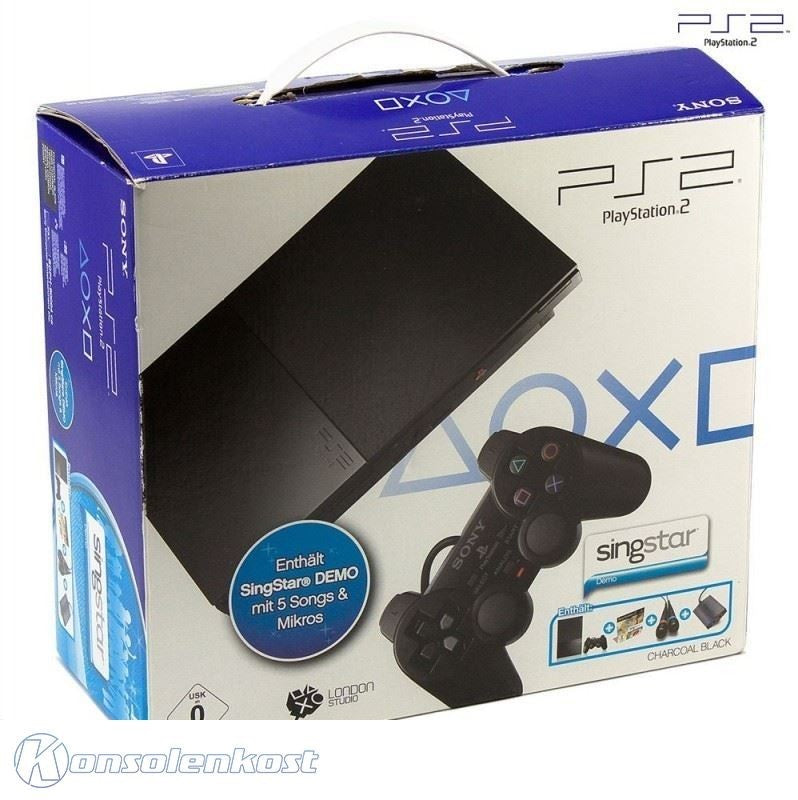 Konsole Slim 2G SCPH-9000x + Original Controller + SingStar Demo + 2 Mikros schwarz