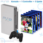 MegaSet: Konsole + 5 Spiele + Original Controller + Zubehör silber