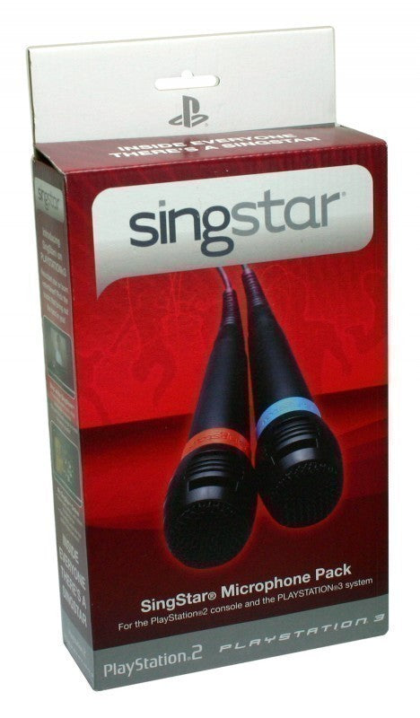Original SingStar Mikrofon / Microphone Doppelpack mit USB Adapter rot/blau