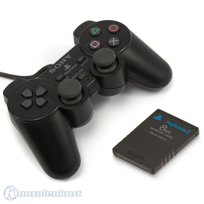 Original Sony Dualshock 2 Controller / Pad + Memory Card schwarz SCPH-10010