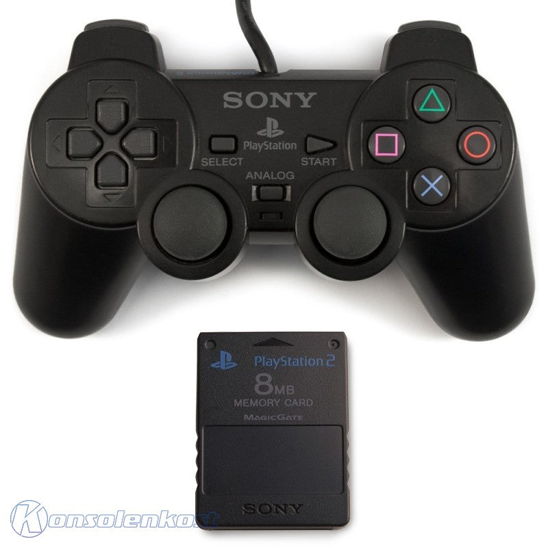 Original Sony Dualshock 2 Controller / Pad + Memory Card schwarz SCPH-10010