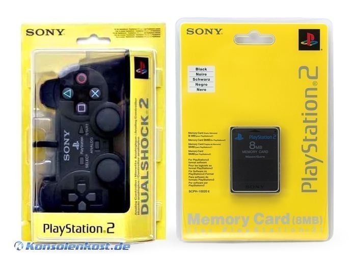 Original Dualshock 2 Controller SCPH-10010 schwarz + Memorycard [Sony]
