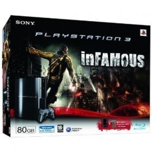 Konsole FAT 80GB schwarz + inFamous + Original Controller