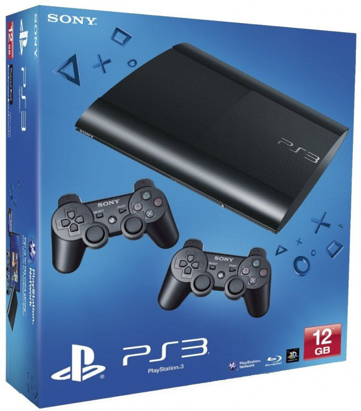 Konsole Super Slim 12GB schwarz + 2 Original Controller