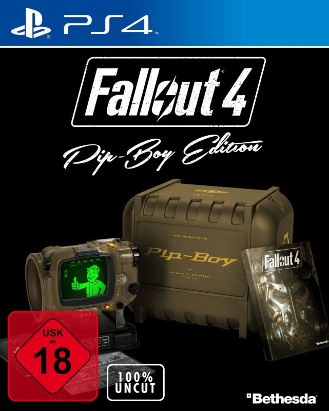 Fallout 4 Pip-Boy Edition + Pip-Boy mit Halterung, Handbuch. Poster, (DE) — Steelbook