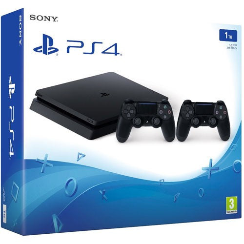 Konsole Slim 1TB schwarz + 2 Original Controller