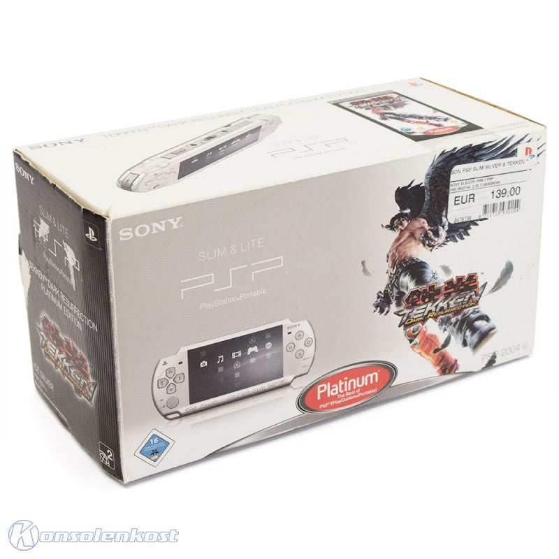Konsole Slim & Lite 2004 Tekken: Dark Resurrection Edition Ice Silver / silber + Spiel + Netzteil