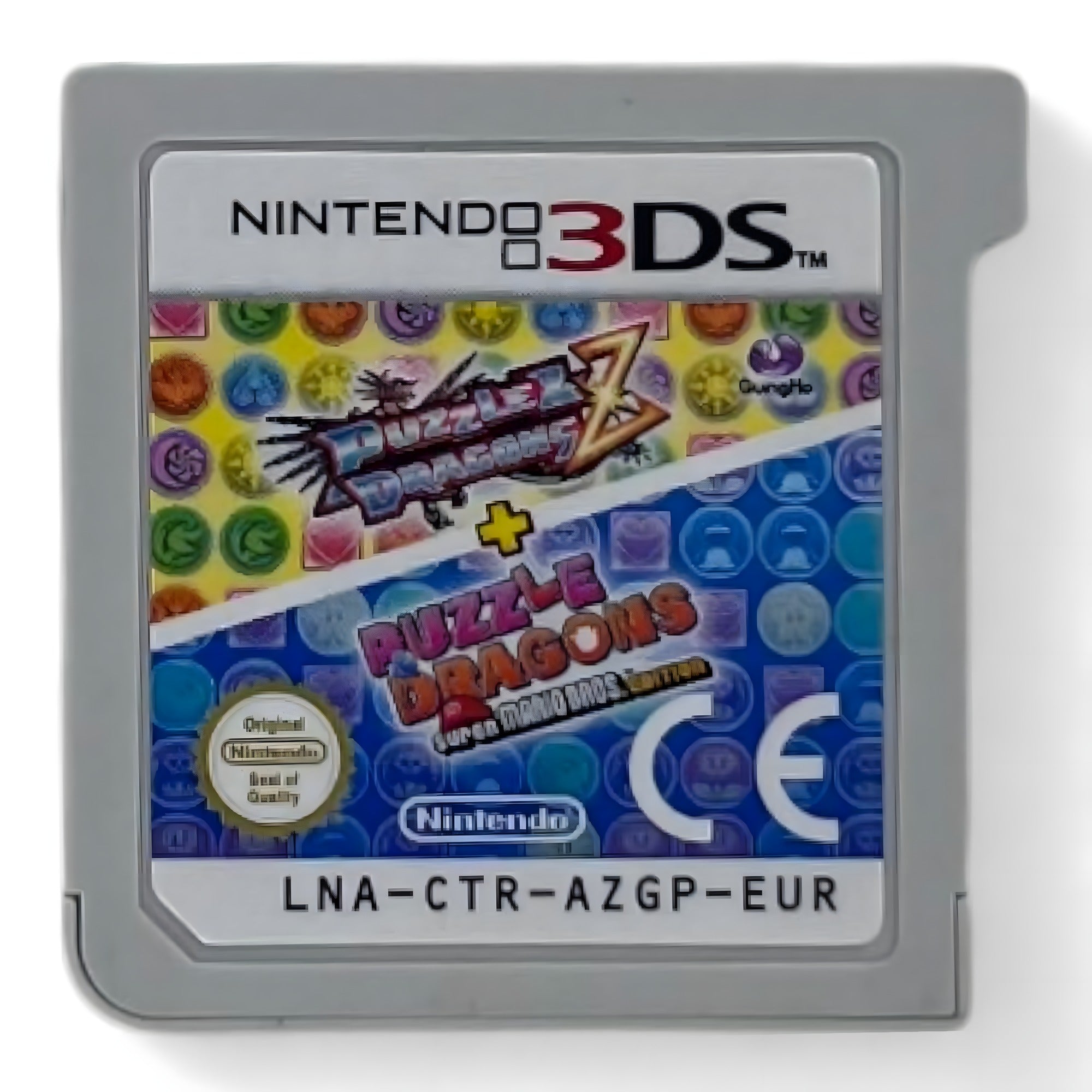 Das Nintendo 3DS-Modul von Puzzle & Dragons Z + Puzzle & Dragons Super Mario Bros. Edition zeigt das Spiel-Logo.