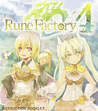 Eine Nahaufnahme der Anleitungsvorderseite von Rune Factory 4 mit zwei Anime-Charakteren.