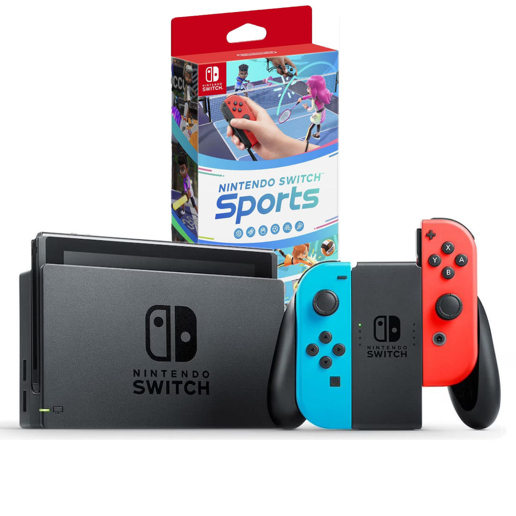Konsole Neon-Blau/Neon-Rot + Dock + Switch Sports