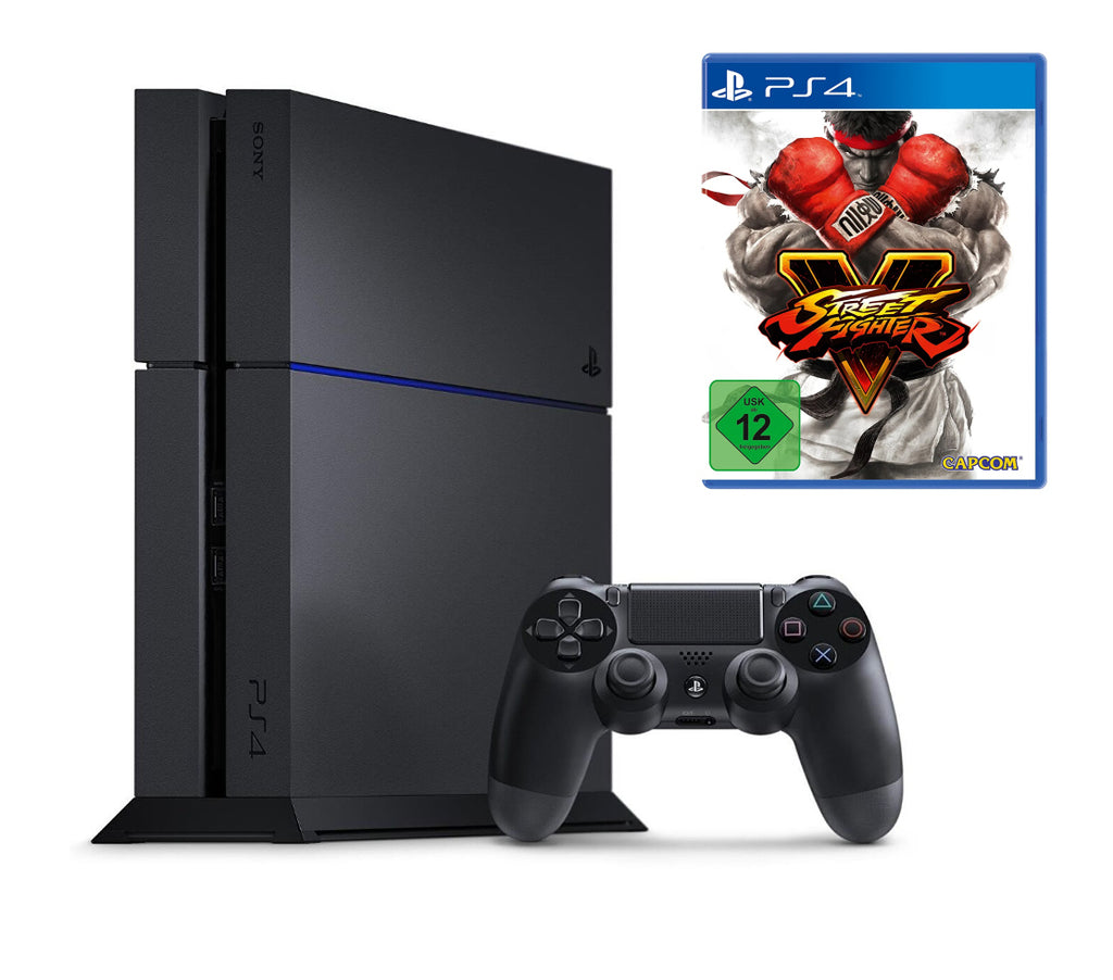 Konsole 500GB schwarz + Street Fighter V + Original Controller