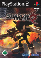 Shadow the Hedgehog für PlayStation 2 mit USK ab 12 Siegel und Shadow mit Waffe vor Flammenhintergrund.