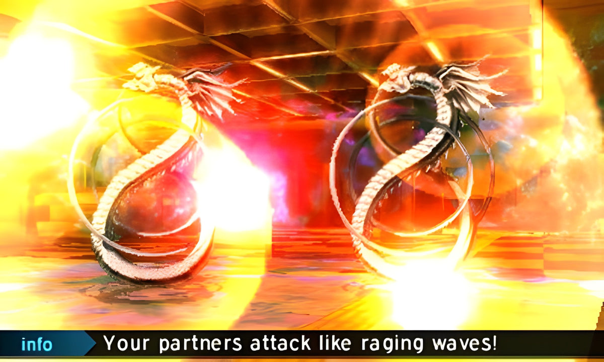 Zwei silberne Drachen vor einem goldenen Hintergrund in Shin Megami Tensei 4: Apocalypse.