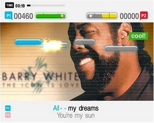 Barry White lächelt in die Kamera, während der Songtext "All-- my dreams" angezeigt wird.