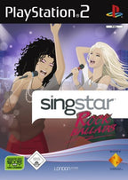 Das Cover von SingStar Rock Ballads für PlayStation 2 zeigt zwei singende Frauen mit Mikrofonen vor einem Bühnenhintergrund.