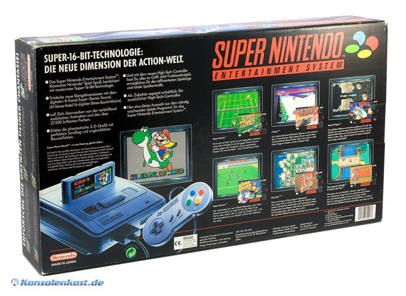 Konsole 16Bit Set + Mario World + Original Controller + Zubehör