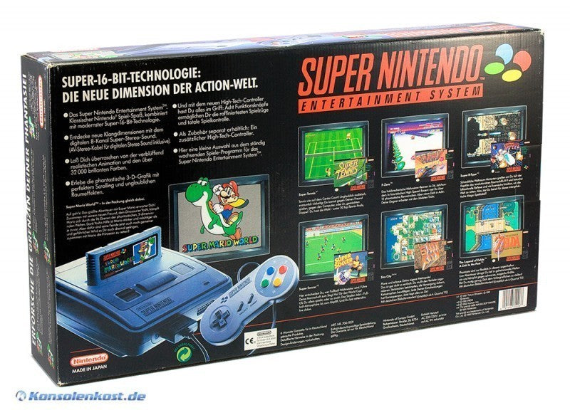Konsole 16Bit Set + Mario World + Original Controller + Zubehör