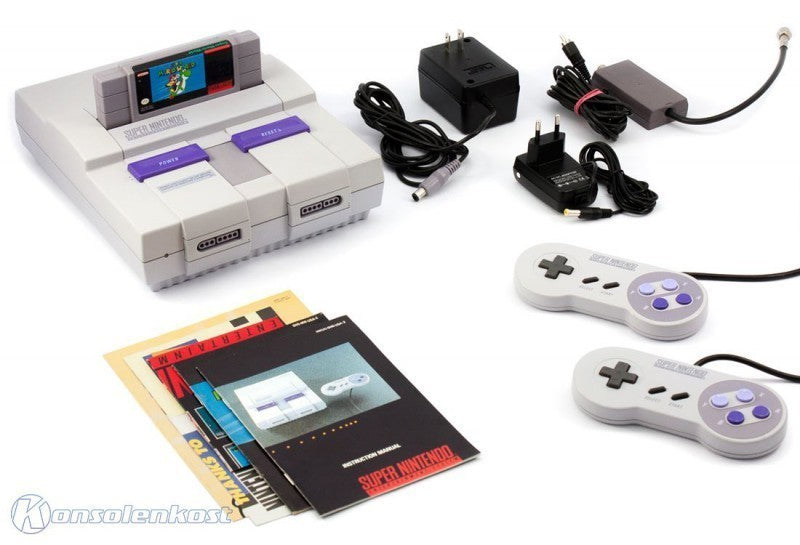Konsole + Mario World + 2 Original Controller + Zubehör (US)