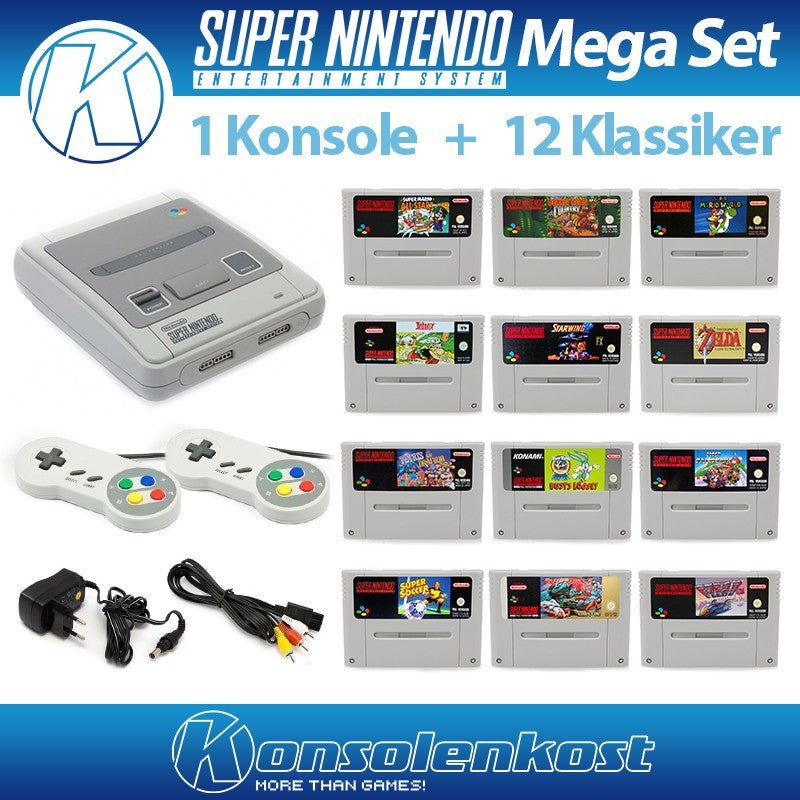 Konsole Mega-Set + 12 Klassiker + 2 Original Controller + Zubehör