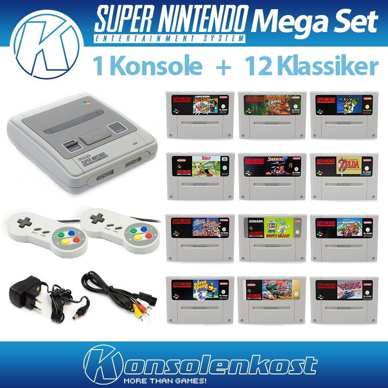Konsole Mega-Set + 12 Klassiker + 2 Original Controller + Zubehör