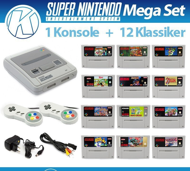 Konsole Mega-Set + 12 Klassiker + 2 Original Controller + Zubehör