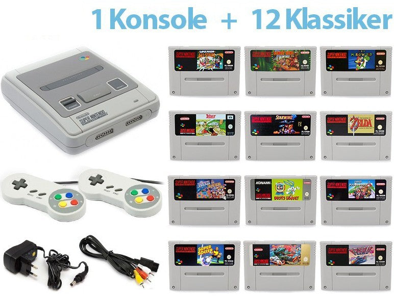 Konsole Mega-Set + 12 Klassiker + 2 Original Controller + Zubehör