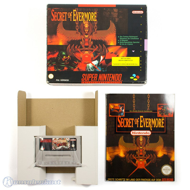 Secret of Evermore + Spieleberater (DE) — Big Box