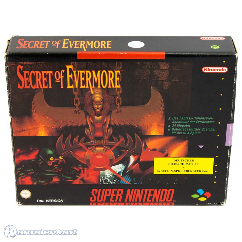 Secret of Evermore + Spieleberater (DE) — Big Box
