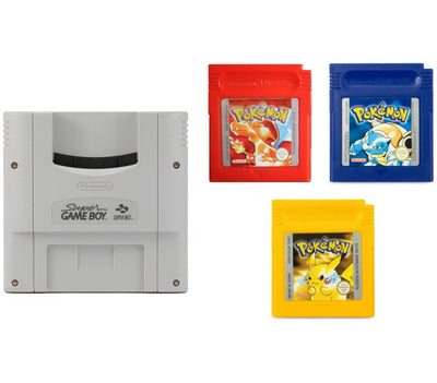 Super GameBoy Adapter + Pokemon Editionen rot, gelb & blau