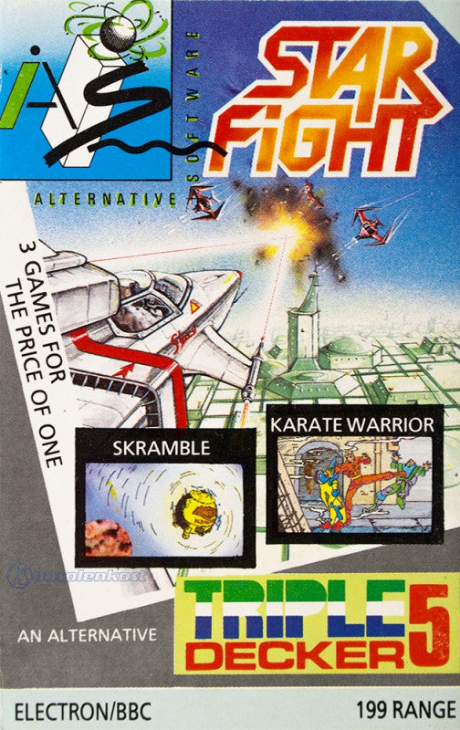 Acorn Electron - 3 in 1 - Star Fight + Skramble + Karate Warrior
