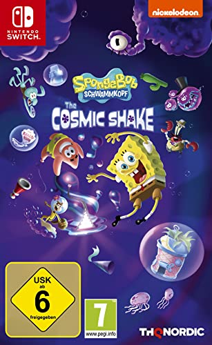 SpongeBob SquarePants The Cosmic Shake für Nintendo Switch mit USK ab 6 und PEGI 7 Siegel.