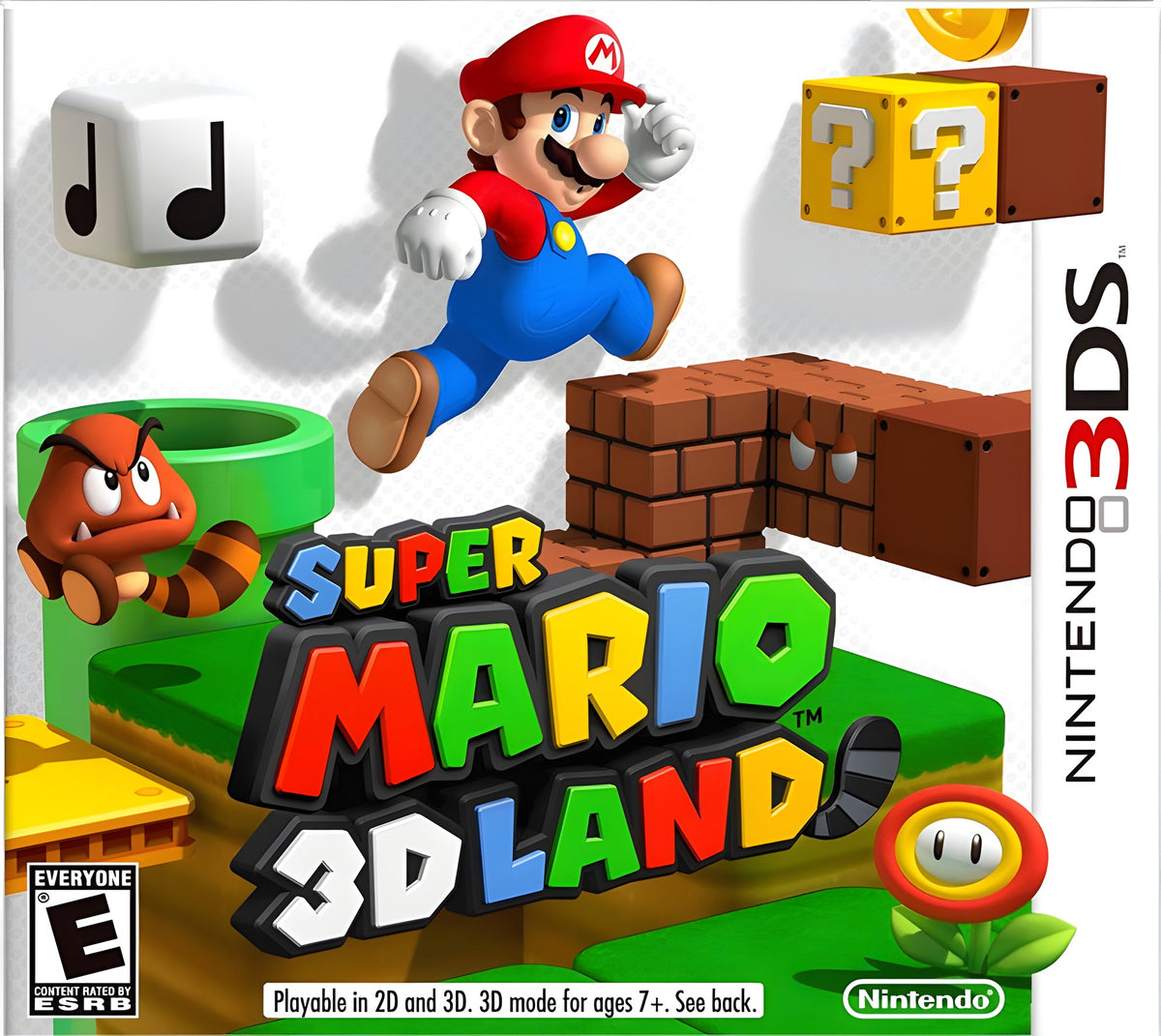 In Super Mario 3D Land rennt Mario vor einer Bombe über eine Holzplattform in den Wolken.