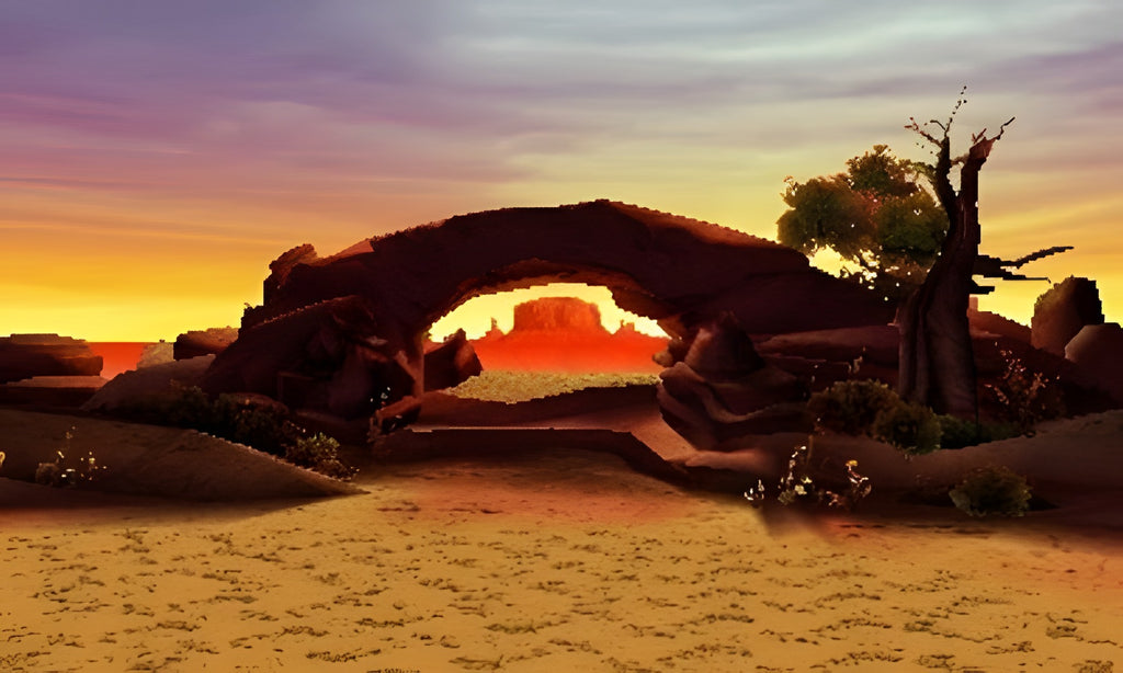 In Tekken 3D Prime Edition ist ein natürlicher Felsbogen in einer Wüstenlandschaft zu sehen.
