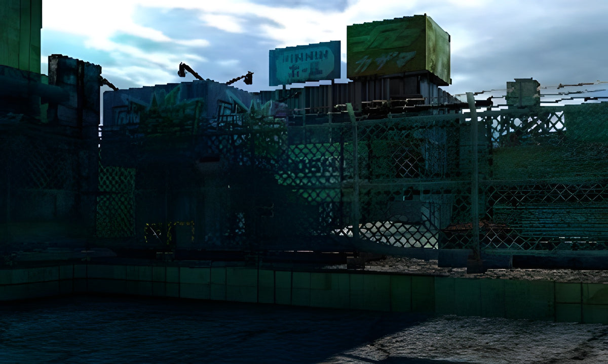 Ein verlassener Stadtteil mit Zäunen und Containern dient in Tekken 3D Prime Edition als Kampfarena.